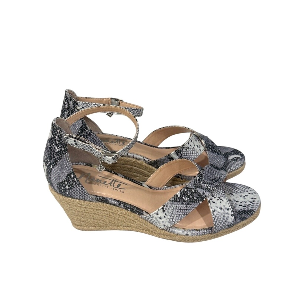 Nanette Lepore Womens Wedge Espadrille Sandals Size‎ 10M Snakeskin NWOB Chic